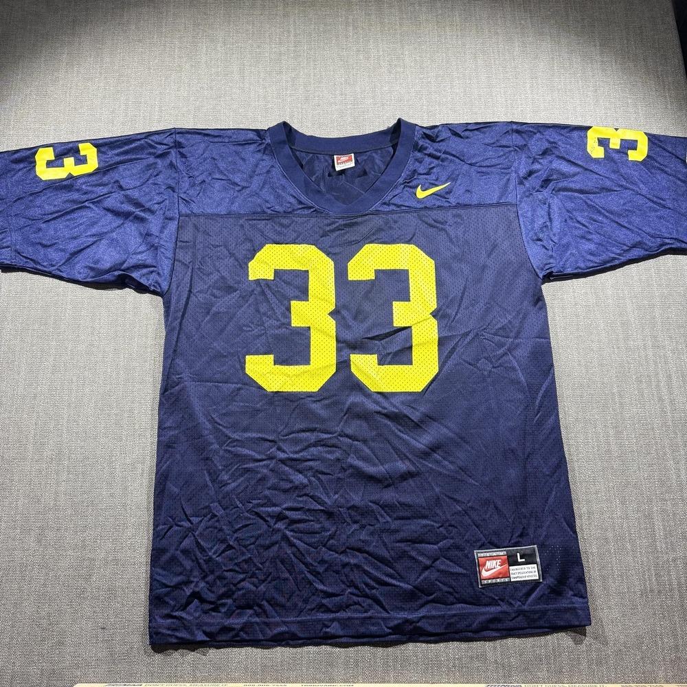 Vintage‎ Nike Michigan Wolverines Jersey Mens Large Blue #33 Made USA 90s